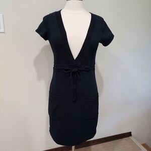 Citizens of Humanity Swim Cover Up Mini Dress Black Sweatshirt Drawstring size M